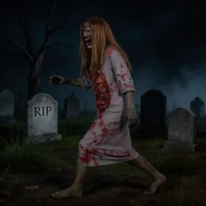 Décoration suspendue d'accessoire de corps de zombie féminin blond en latex d'Halloween.
