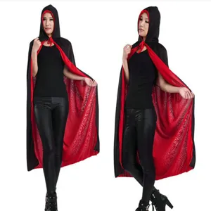 Nuovo mantello con cappuccio nero rosso Halloween costume festa cosplay adulto