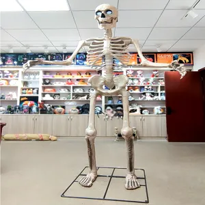 Squelette d'Halloween Géant de Taille Réelle Accessoire Assemblé Effets Sonores Électriques Grande Décoration d'Os Humain Pour Jardin Fête Horreur