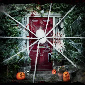 Halloween giant white plush spider web prop for haunted house party spooky home decoration
