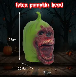 Halloween latex pumpkin head scary mask prop for party haunted house decoration 35x26cm