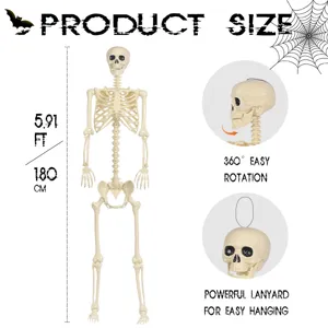 180cm Halloween Skelett Requisite mit beweglichen Gelenken, 360-Grad-Drehung und Aufhaengung.