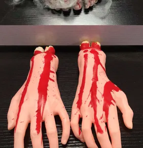 Halloween bloody severed hands props fake latex body parts scary haunted house decor
