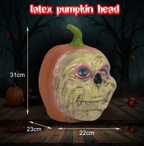 Halloween latex pumpkin head skull prop party bar haunted house decoration 31x23x22cm