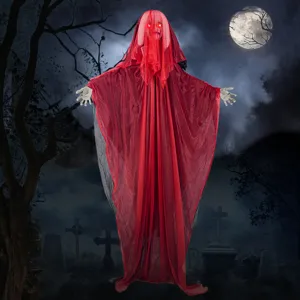 Halloween hängende rote Braut Geist Requisite mit leuchtenden roten Augen und Sound für Grusel.