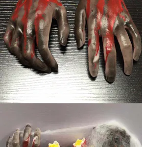 Halloween latex fake bloody hands props scary zombie body parts for haunted house party decor