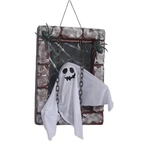 Decoración colgante de fantasma de Halloween con arañas y cadenas para fiesta espeluznante.