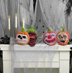 Halloween latex pumpkin head props spooky party decor scary skull clown ornaments