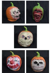 Halloween latex pumpkin head prop creepy skull mask party bar haunted house decoration