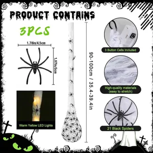 Decoración colgante de huevo de telaraña de Halloween luminosa con luces LED cálidas y arañas.