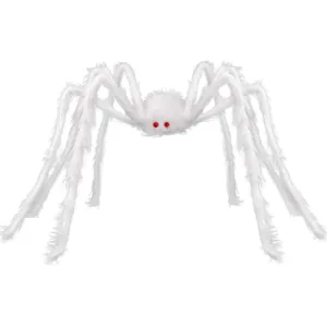 Large white fluffy spider Halloween decoration plush spooky prank prop for haunted house