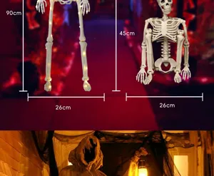 Halloween leuchtendes Skelett Detail mit 90cm und 45cm Groesse und warmen LEDs fuer Party Deko.