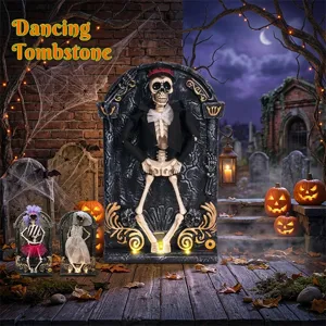 Halloween scheletro danzante elettrico ornamento lapide luminoso spettrale decorazione festa