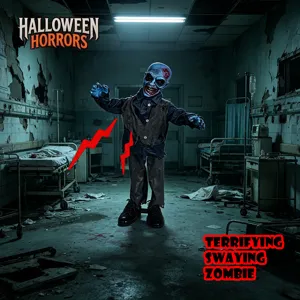 Zombie elettrico dondolante di Halloween, decorazione spaventosa alta 1m per la festa.