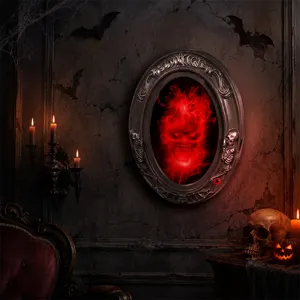 Espejo mágico de Halloween decoración casa embrujada retro cara fantasma luminosa accesorio fiesta