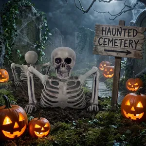 Halloween Halbgerippe Dekoration Requisite gruselige Friedhof Szene leuchtende Kürbisse
