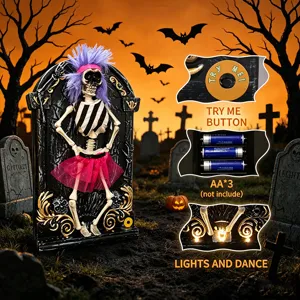 Halloween scheletro elettrico danzante lapide decorazione luminosa accessorio festa per interni