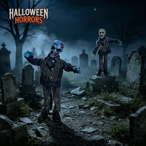 Halloween zombi elettrico in piedi accessorio spaventoso decorazione per feste horror 1m