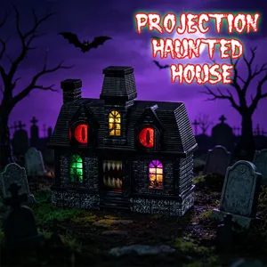Maison hantée d'Halloween projection LED lumineuse effrayante décoration de fête accessoire