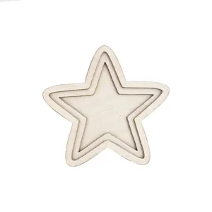Wooden star frame embroidery DIY accessory natural wood color blank handmade craft supply decor
