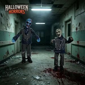 Accessori zombie elettrici in piedi di Halloween con suono per decorazione festa spaventosa.