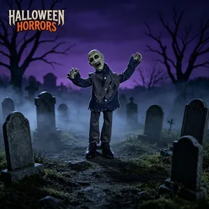 Halloween zombie elettrico in piedi 1m induzione sonora decorazione per festa spaventosa dettaglio