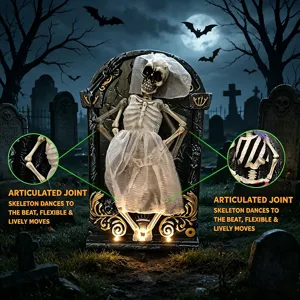 Halloween lapide scheletro decorazione elettrico danzante luminoso festa oggetto dettaglio