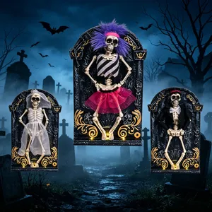 Decorazione lapide di Halloween scheletro luminoso danzante elettrico per feste al chiuso