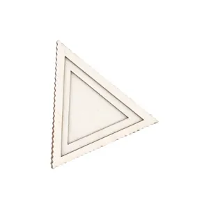 Wooden triangle frame DIY accessory, scalloped edge hollow cutout design for crafts.