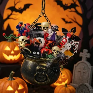 Halloween Skeleton Bouquet Magic Bucket Ornament Spooky Pumpkin Spider Ghost Figurine For Holiday Party Home Table Decoration Gift