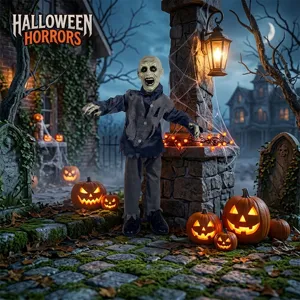 Halloween supporto zombie elettrico in piedi 1m animato spaventoso festa decorazione