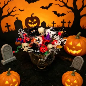 Halloween skeleton bouquet magic bucket decor spooky party gift props creepy skull props