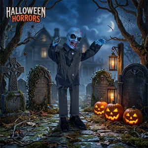 Halloween fantasma elettrico in piedi 1m zombie oscillante suono attivato spaventoso festa puntello