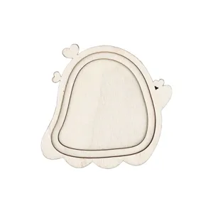 Wooden embroidery frame DIY blank accessory for handmade craft, cute ghost shape design.