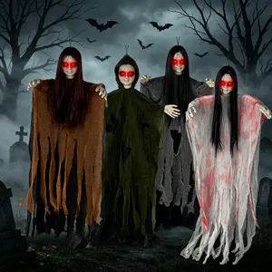 Decoración de fantasma colgante de Halloween ojos rojos brillantes accesorios de terror 4 colores