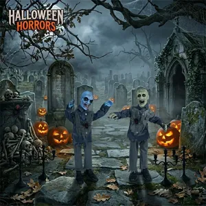 Halloween fantasma elettrico in piedi 1m zombie dondolante con sensore sonoro per festa