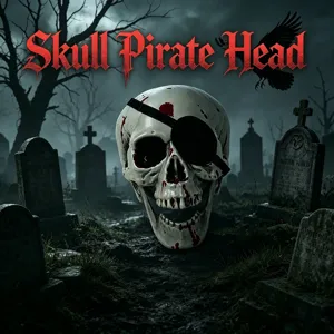 Halloween Totenkopf Requisite Detail mit Piratenaugenklappe und blutigem Design fur Horror Szene
