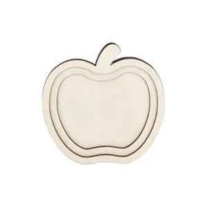 DIY wooden apple shape blank crafting piece wood slice frame for embroidery handcraft accessories.