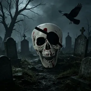 Halloween gruselige schädel dekoration requisiten mit augenklappe für horror party.