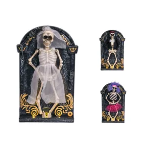 Halloween lapide scheletro statuetta luminosa elettrica danzante festa decorazione