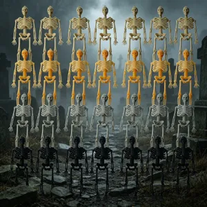 Halloween mini skelet decoratie hangende plastic doodskop figuren feestje 15cm