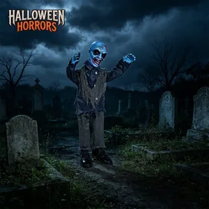 Accessorio zombie in piedi elettrico di Halloween 1m testa blu oscillante festa orrore
