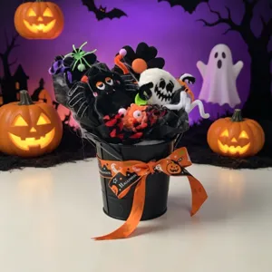 Halloween Cartoon Eimer Ornament Desktop skurrile Skelett Blume Party Festival Dekor Display.