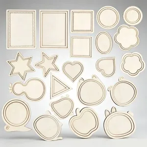 Various shape wooden blank frames for DIY embroidery handmade crafts fridge magnet accessories.