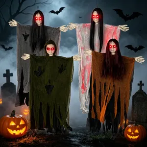 Halloween fantasma colgante luminoso esqueleto aterrador accesorios decoración 4 pzs