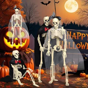 Halloween Skeleton Bride Groom Plastic Simulation Human Full Body Bones Spooky Haunted House Scene Decoration Festive Party Layout Props