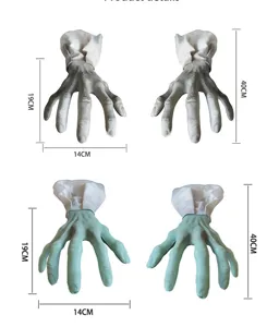 Halloween scary ghost hand props skeleton decoration detail view with size measurements.