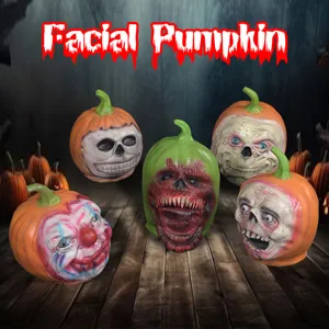 Halloween Latex Pumpkin Head Ornament Scary Horror Funny Zombie Skeleton Table Decor For Bar Haunted House Ghost Room Party Decorations