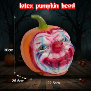 Halloween latex clown pumpkin head prop 30cm scary party decoration main view display