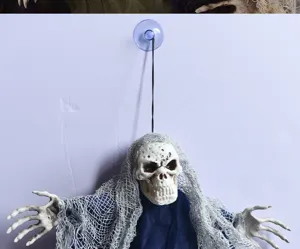 Halloween appeso teschio fantasma decorazione con ventosa garza puntello per festa